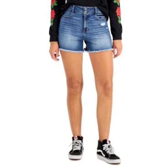 Vanilla Star Juniors' Cheeky Raw-hem Denim Shorts Walker - Picture 1 of 1